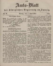 Amts-Blatt der Königlichen Regierung zu Danzig, 7. September 1872, Nr. 36