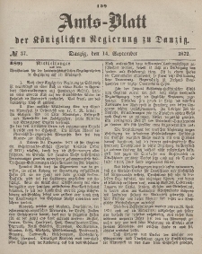 Amts-Blatt der Königlichen Regierung zu Danzig, 14. September 1872, Nr. 37