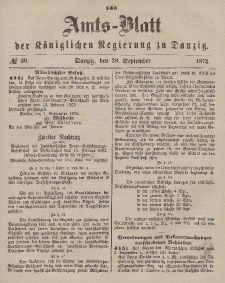 Amts-Blatt der Königlichen Regierung zu Danzig, 28. September 1872, Nr. 39