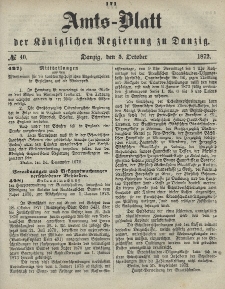 Amts-Blatt der Königlichen Regierung zu Danzig, 5. Oktober 1872, Nr. 40