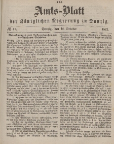 Amts-Blatt der Königlichen Regierung zu Danzig, 12. Oktober 1872, Nr. 41