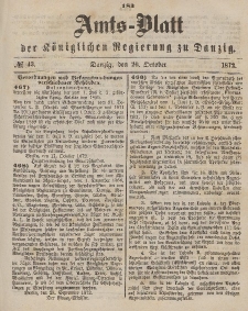 Amts-Blatt der Königlichen Regierung zu Danzig, 26. Oktober 1872, Nr. 43