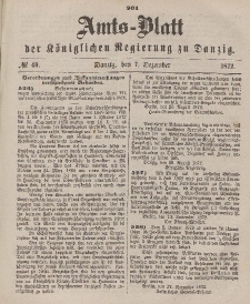 Amts-Blatt der Königlichen Regierung zu Danzig, 7. Dezember 1872, Nr. 49