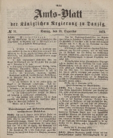 Amts-Blatt der Königlichen Regierung zu Danzig, 21. Dezember 1872, Nr. 51