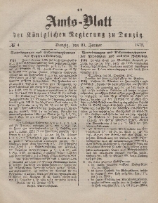 Amts-Blatt der Königlichen Regierung zu Danzig, 23. Januar 1875, Nr. 4