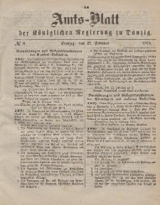 Amts-Blatt der Königlichen Regierung zu Danzig, 27. Februar 1875, Nr. 9