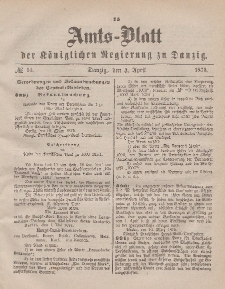 Amts-Blatt der Königlichen Regierung zu Danzig, 3. April 1875, Nr. 14