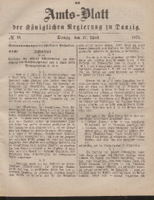 Amts-Blatt der Königlichen Regierung zu Danzig, 17. April 1875, Nr. 16
