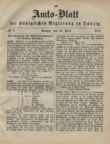 Amts-Blatt der Königlichen Regierung zu Danzig, 24. April 1875, Nr. 17