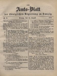 Amts-Blatt der Königlichen Regierung zu Danzig, 14. August 1875, Nr. 33