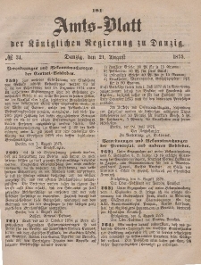 Amts-Blatt der Königlichen Regierung zu Danzig, 21. August 1875, Nr. 34