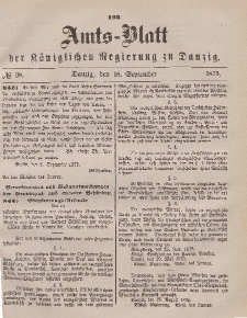 Amts-Blatt der Königlichen Regierung zu Danzig, 18. September 1875, Nr. 38