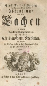 Abhandlung von dem Lachen