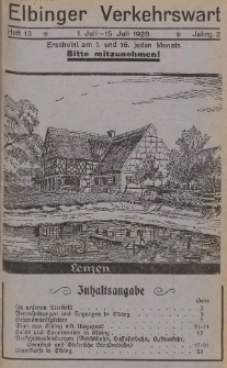 Elbinger Verkehrswart, Heft 13, 1. Juli - 15. Juli 1928, 2 Jahrg.