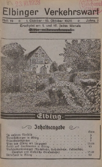 Elbinger Verkehrswart, Heft 19, 1. Oktober - 15. Oktober 1928, 2 Jahrg.