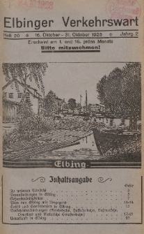 Elbinger Verkehrswart, Heft 20, 16. Oktober - 31. Oktober 1928, 2 Jahrg.