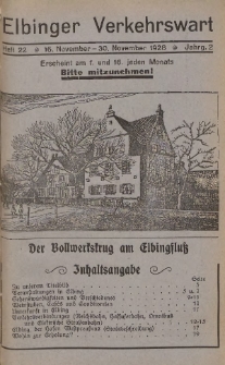 Elbinger Verkehrswart, Heft 22, 16. November - 30. November 1928, 2 Jahrg.