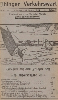 Elbinger Verkehrswart, Heft 1, 1. Januar - 15. Januar 1929, 3 Jahrg.