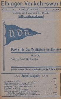 Elbinger Verkehrswart, Heft 11, 1. Juni - 15. Juni 1929, 3 Jahrg.