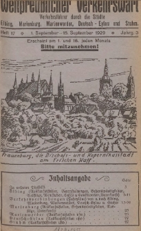 Elbinger Verkehrswart, Heft 17, 1. September - 15. September 1929, 3 Jahrg.