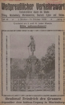 Elbinger Verkehrswart, Heft 19, 1. Oktober - 15. Oktober 1929, 3 Jahrg.