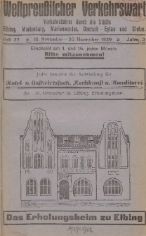 Elbinger Verkehrswart, Heft 22, 16. November - 30. November 1929, 3 Jahrg.