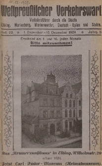 Elbinger Verkehrswart, Heft 23, 1. Dezember - 15. Dezember 1929, 3 Jahrg.