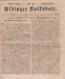 Elbinger Volksbote, Nr. 3, Freitag 14 April 1848, 1 Jahrg.