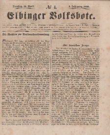 Elbinger Volksbote, Nr. 4, Dienstag 18 April 1848, 1 Jahrg.