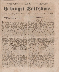 Elbinger Volksbote, Nr. 5, Freitag 21 April 1848, 1 Jahrg.