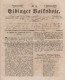 Elbinger Volksbote, Nr. 8, Dienstag 2 Mai 1848, 1 Jahrg.