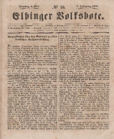 Elbinger Volksbote, Nr. 10, Dienstag 9 Mai 1848, 1 Jahrg.