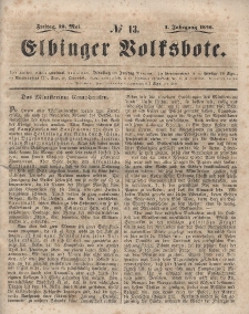 Elbinger Volksbote, Nr. 13, Freitag 19 Mai 1848, 1 Jahrg.