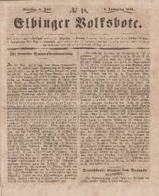 Elbinger Volksbote, Nr. 18, Dienstag 6 Juni 1848, 1 Jahrg.