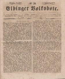 Elbinger Volksbote, Nr. 20, Dienstag 13 Juni 1848, 1 Jahrg.