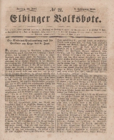 Elbinger Volksbote, Nr. 21, Freitag 16 Juni 1848, 1 Jahrg.