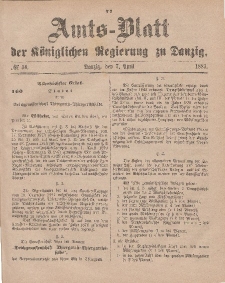 Amts-Blatt der Königlichen Regierung zu Danzig, 7. April 1883, Nr. 14