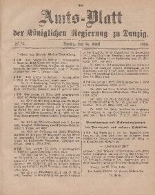 Amts-Blatt der Königlichen Regierung zu Danzig, 14. April 1883, Nr. 15