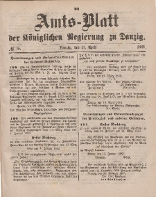 Amts-Blatt der Königlichen Regierung zu Danzig, 21. April 1883, Nr. 16
