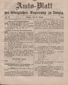 Amts-Blatt der Königlichen Regierung zu Danzig, 25. August 1883, Nr. 34