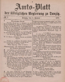Amts-Blatt der Königlichen Regierung zu Danzig, 4. Januar 1879, Nr. 1