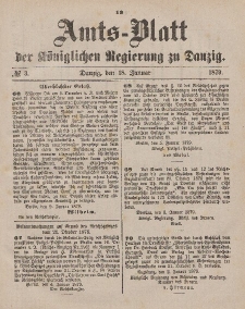 Amts-Blatt der Königlichen Regierung zu Danzig, 18. Januar 1879, Nr. 3