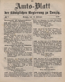 Amts-Blatt der Königlichen Regierung zu Danzig, 15. Februar 1879, Nr. 7