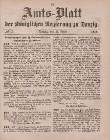 Amts-Blatt der Königlichen Regierung zu Danzig, 12. April 1879, Nr. 15