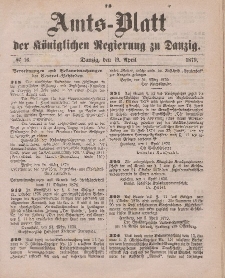 Amts-Blatt der Königlichen Regierung zu Danzig, 19. April 1879, Nr. 16