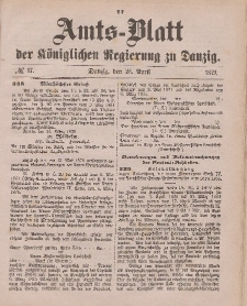 Amts-Blatt der Königlichen Regierung zu Danzig, 26. April 1879, Nr. 17