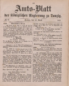 Amts-Blatt der Königlichen Regierung zu Danzig, 26. April 1879, Nr. 17