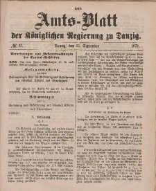 Amts-Blatt der Königlichen Regierung zu Danzig, 13. September 1879, Nr. 37