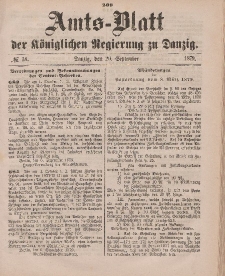 Amts-Blatt der Königlichen Regierung zu Danzig, 20. September 1879, Nr. 38