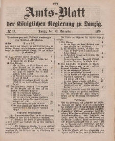 Amts-Blatt der Königlichen Regierung zu Danzig, 22. November 1879, Nr. 47